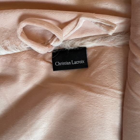 Christian Lacroix Christmas Tree Skirt 60in Pink Faux Fur Holiday Glam NEW - Picture 7 of 10